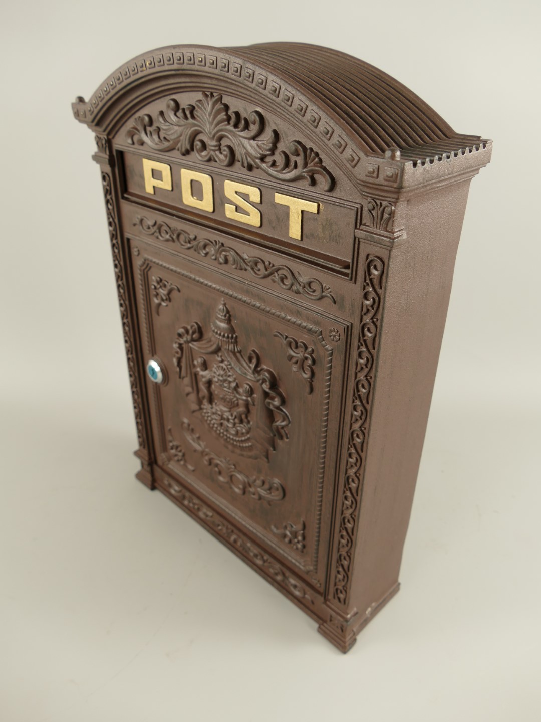 Wandbriefkasten Alu/eckig rustikal braun H.45cm
