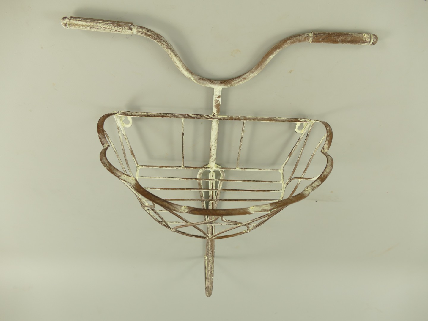 Wandblumenhanger FAHRRAD weiss rustikal H.56cm