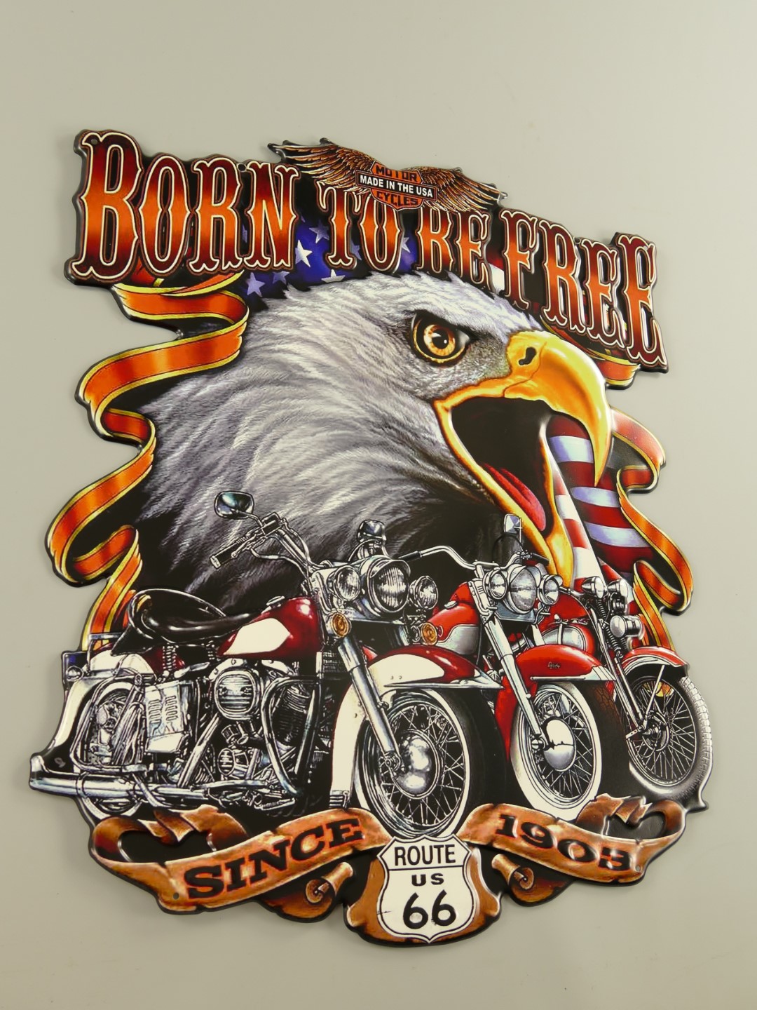 Wandschild(Gestanz) Eisen Born to be Free H.60cm