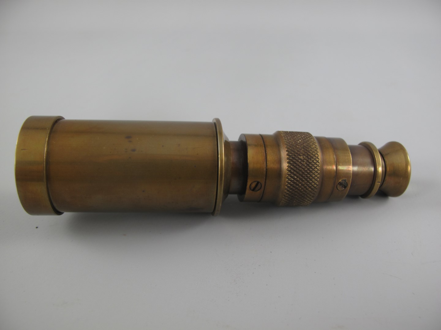 *ANG./SEPT. Fernrohr Messing brün. Lederbox L.15cm
