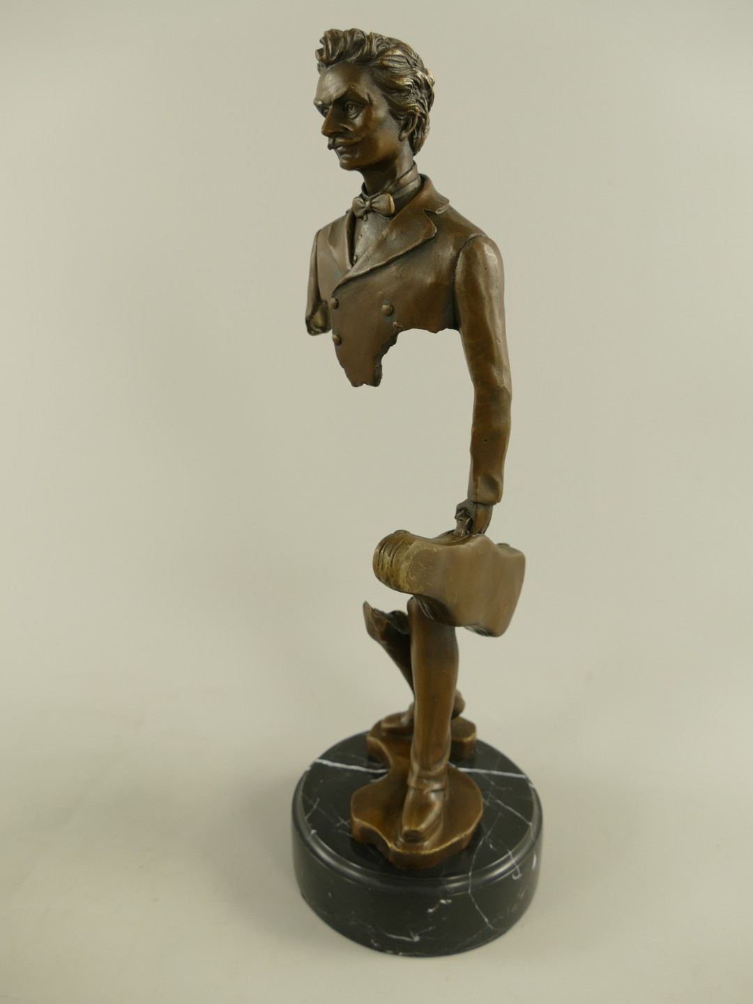 Bronze figur Mann Musiker H.38x15x12cm