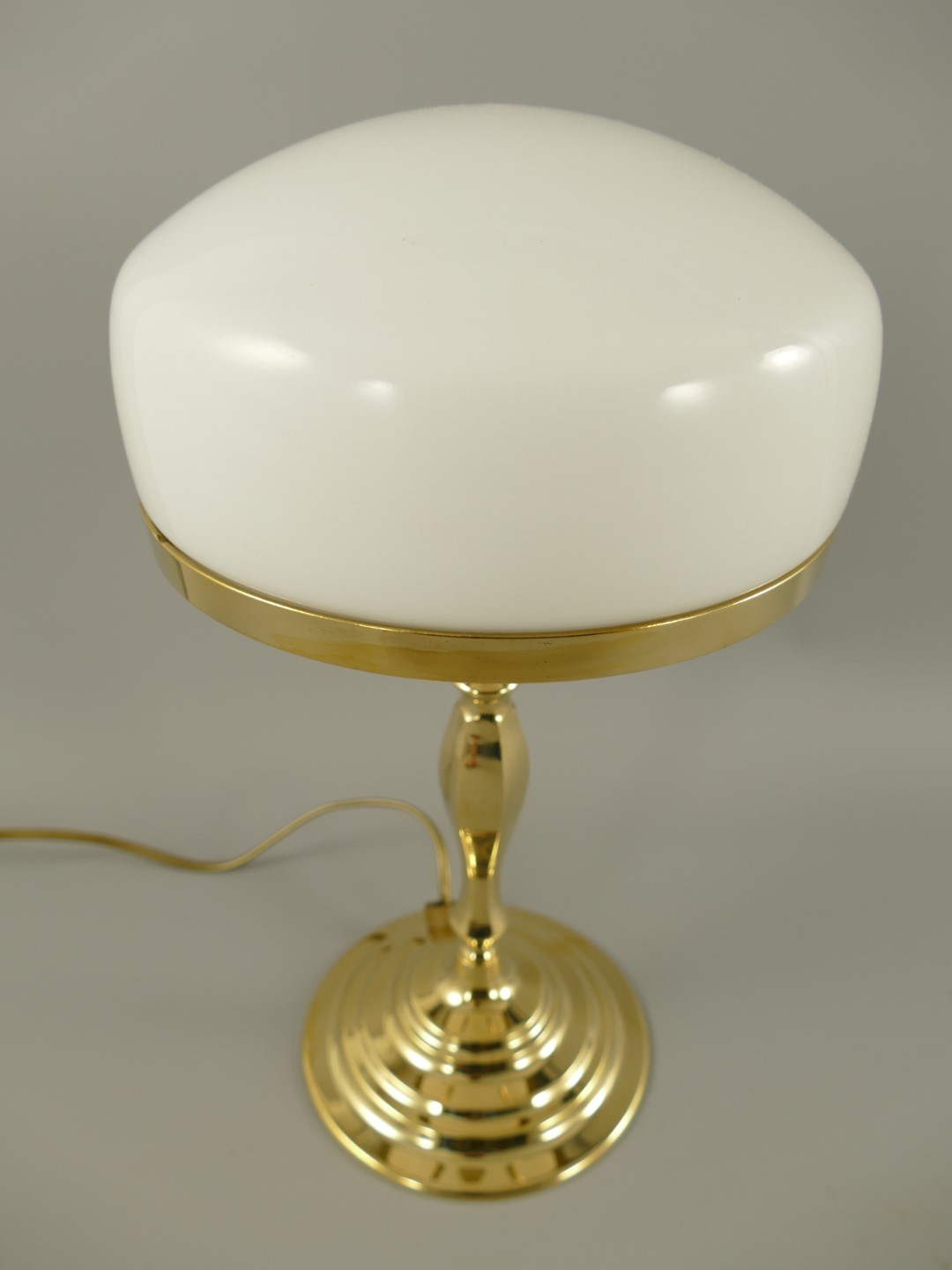 Pilzlampe Messing(Glas farb. weiss)H.37cm