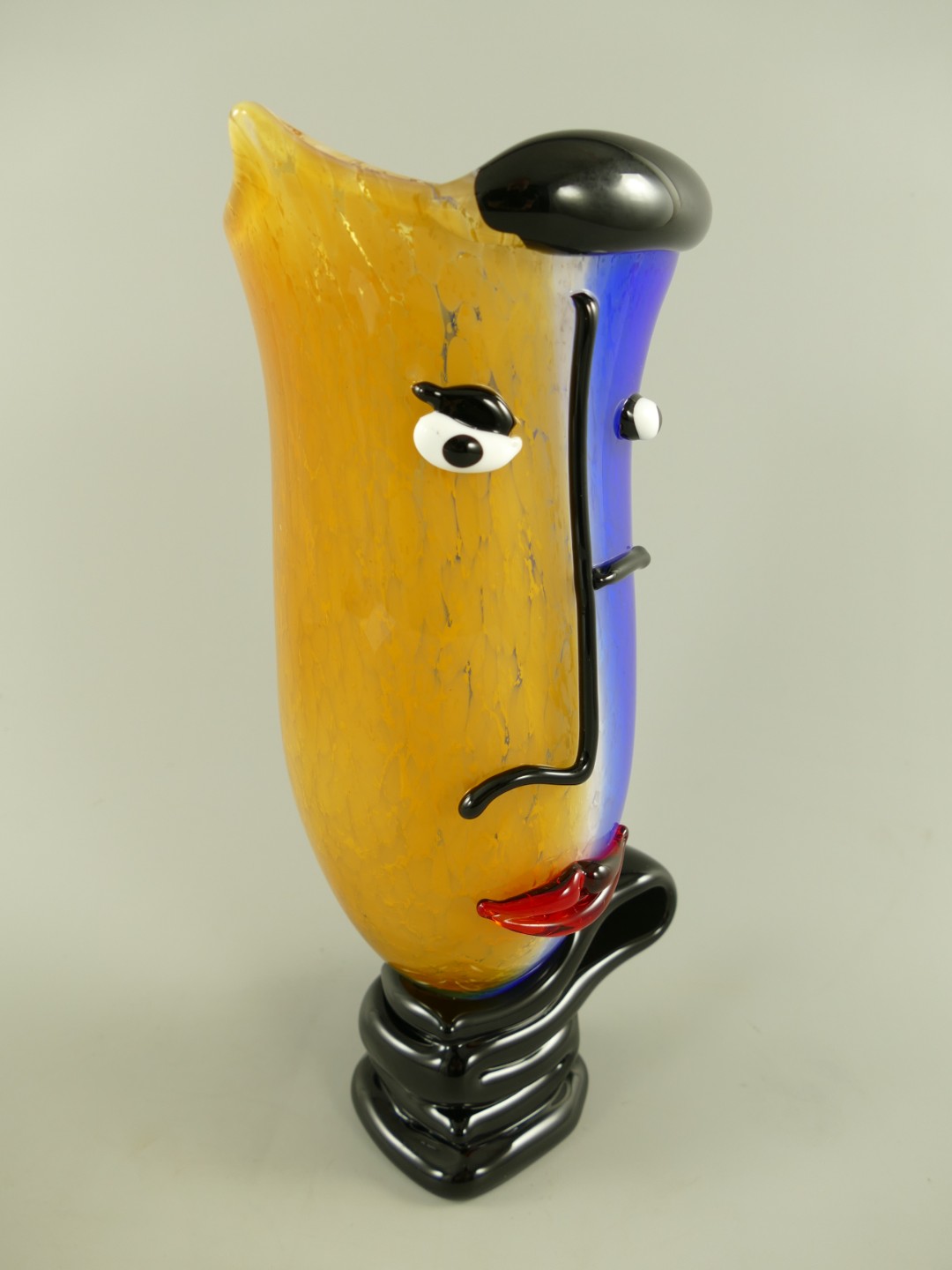 Glas Vase mit Gesicht farbe H.17cm