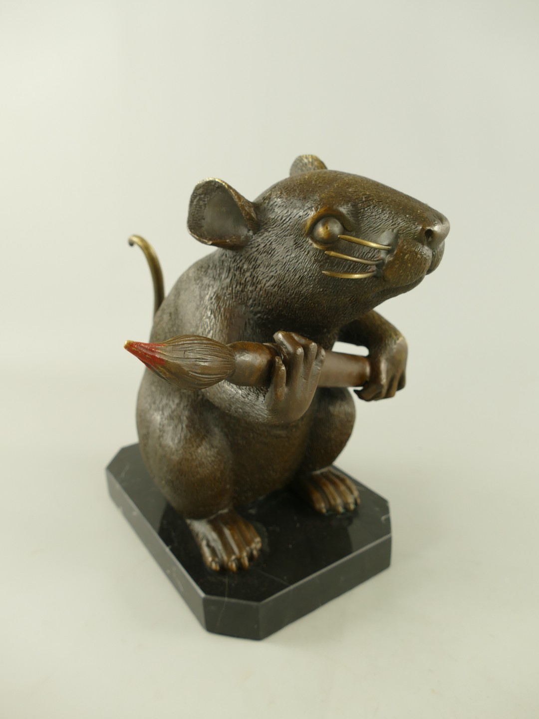 Figur Bronze Banksy Maus mit Pinsel H.27cm