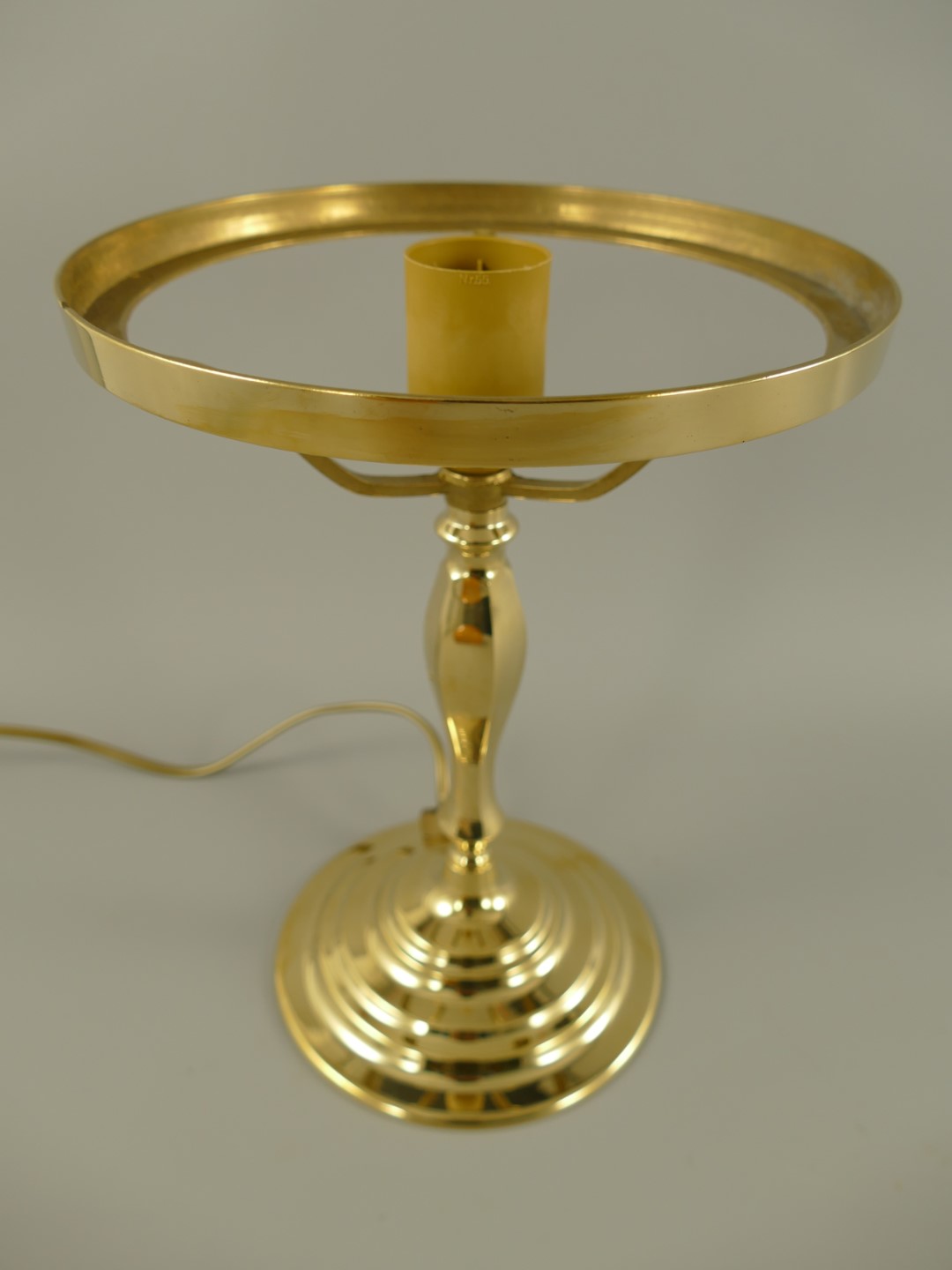 Pilzlampe Messing(Glas farb. Cognac)H.37cm