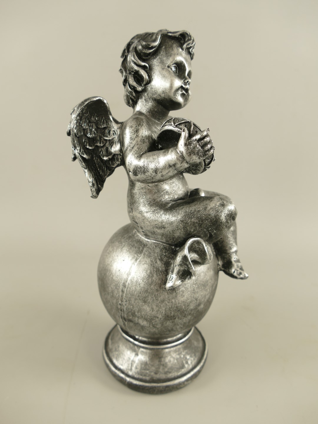 Engel Polystein Silber farbig H.30cm
