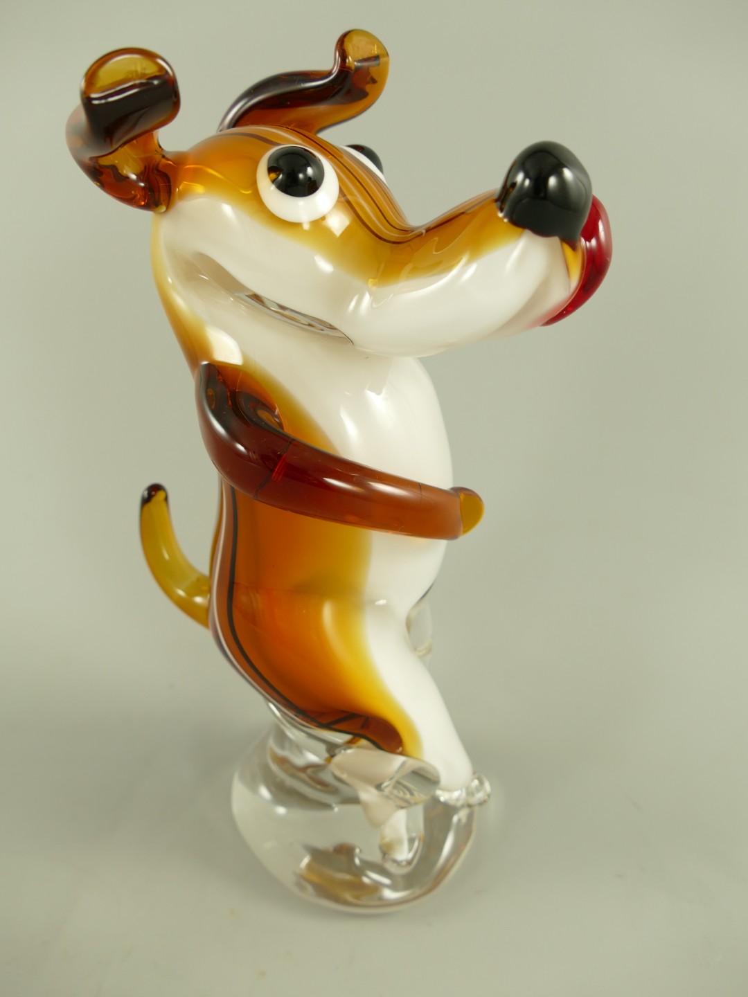 Glasfigur Murano styl Hund farbe H.27cm