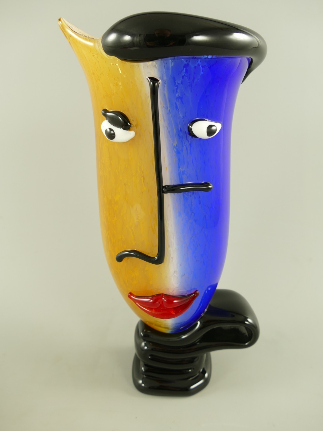 Glas Vase mit Gesicht farbe H.17cm