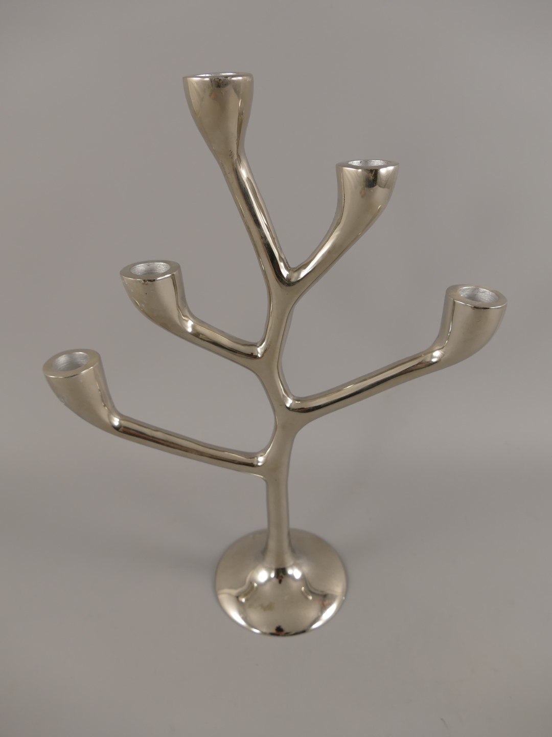 Vernickelter Leuchter 5-Flammig H.35cm