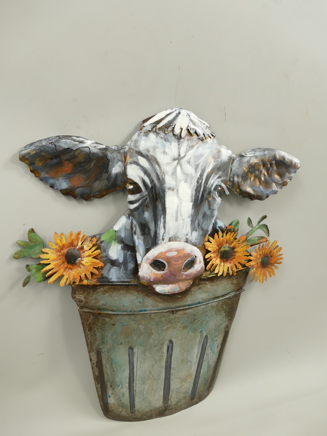 Metallbild (3D) Eisen Kühe H.51cm