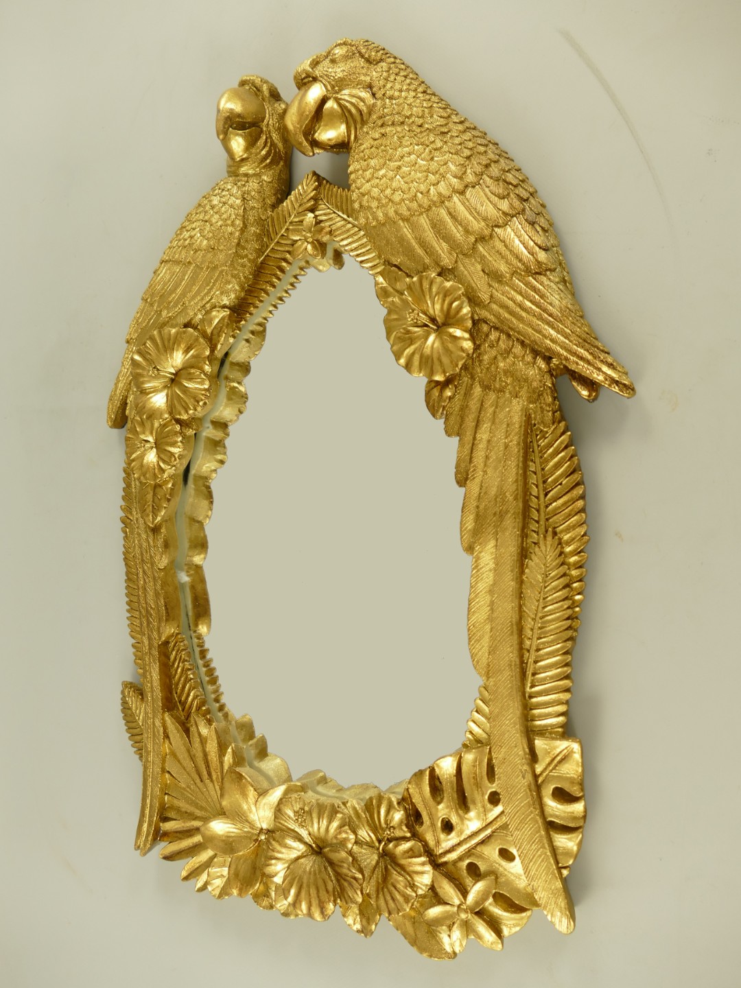 Wandspiegel Papageien Polystein gold H.59cm
