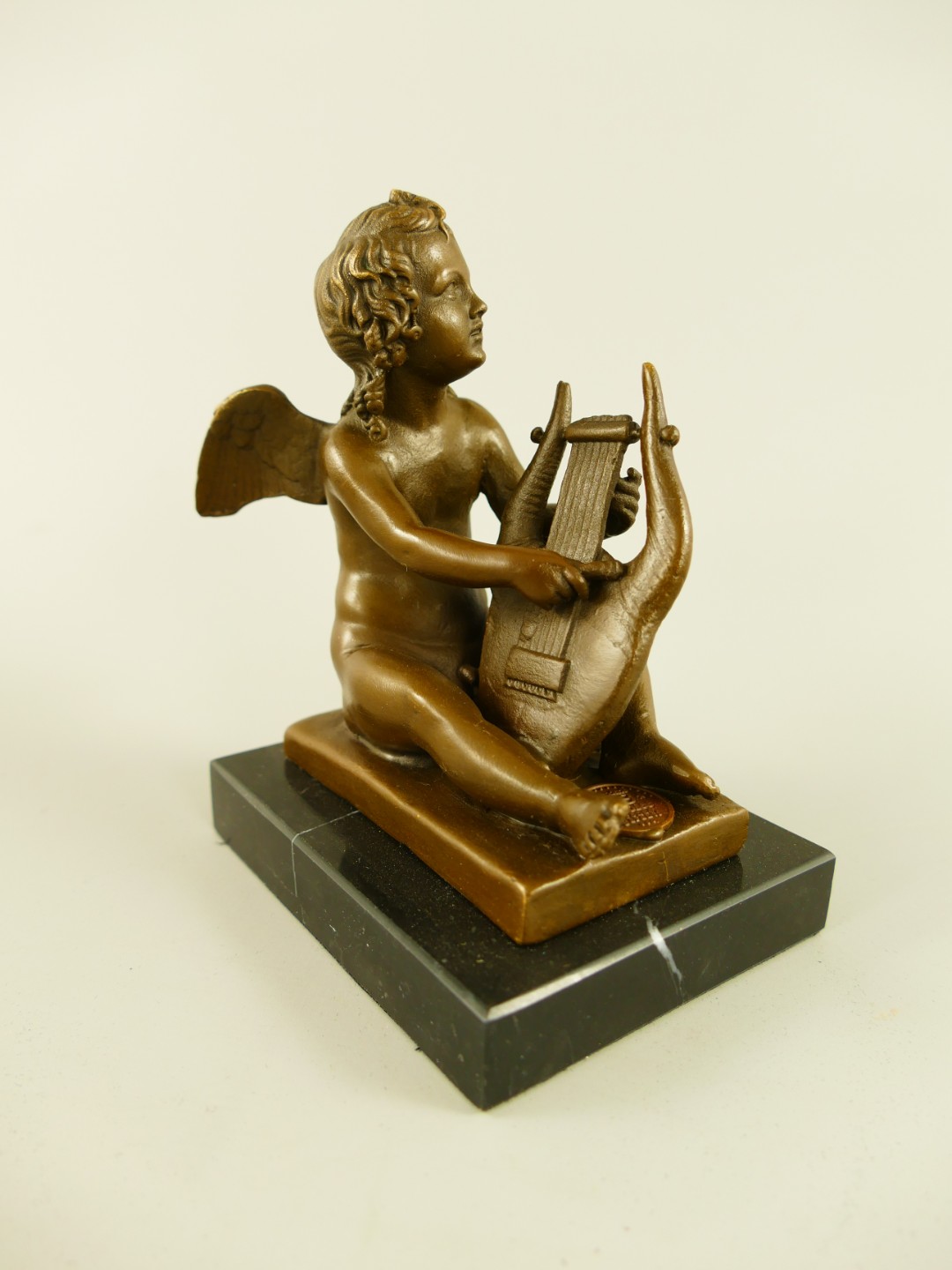 *RAUS*PREIS* Figur Bronze Engel mit harfe H.11cm