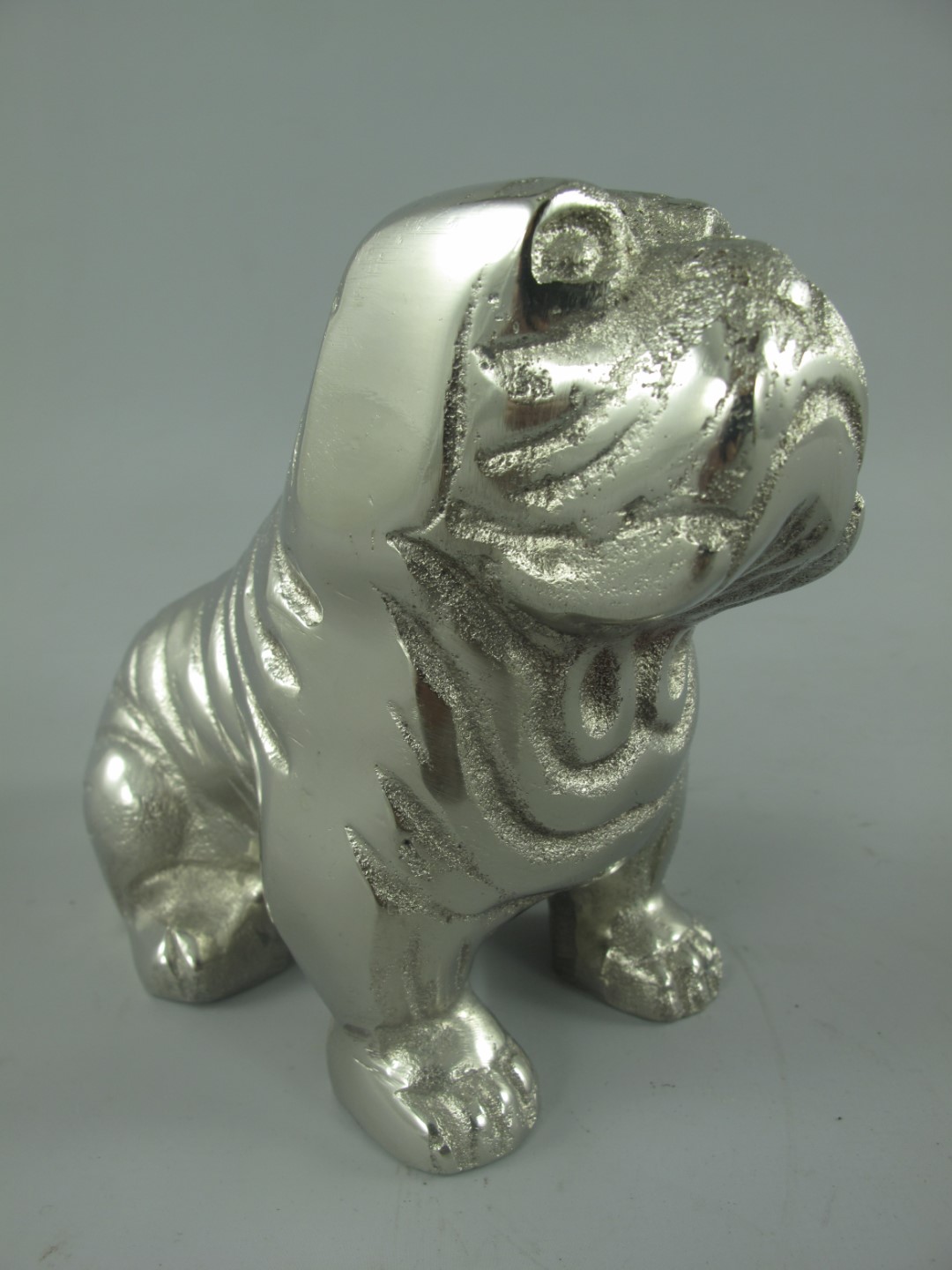 *AUS R*PREIS Figur HUND!! ALU vernickelt H.13x13cm