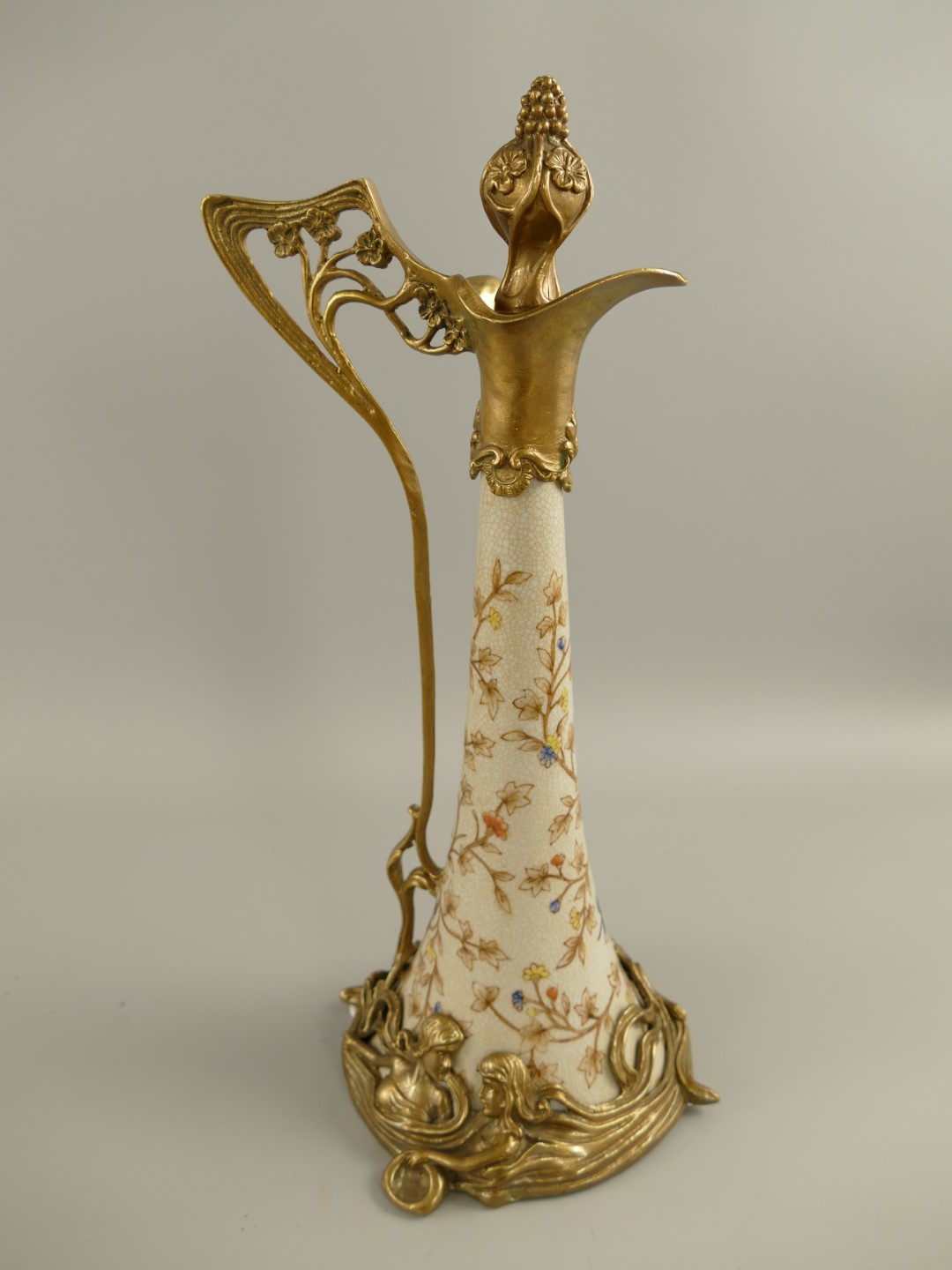 Porzellan/Messing Jugendstil Flache H.35x16cm