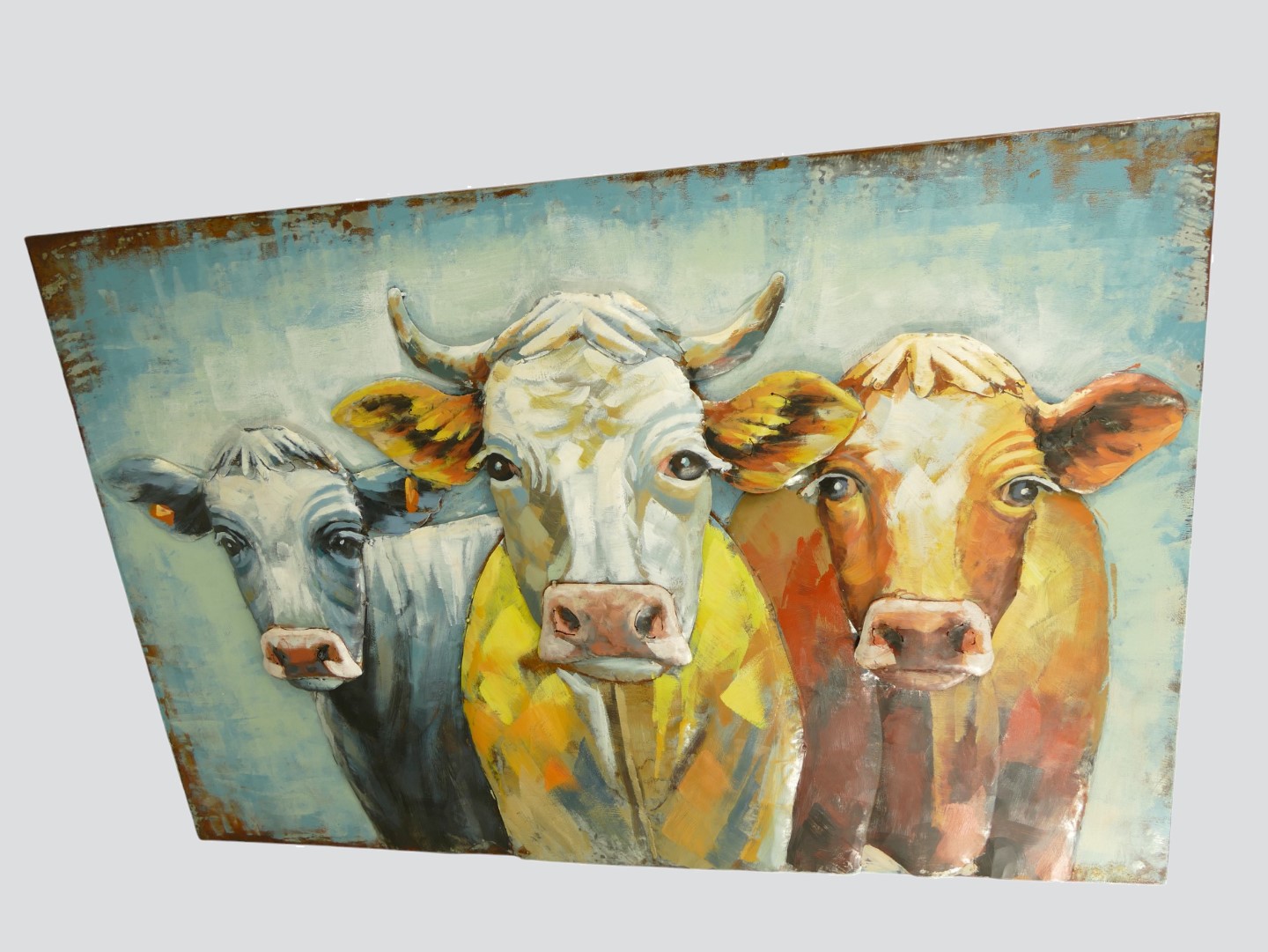 (*) Metallbild (3D) Eisen Kühe L.120x80cm